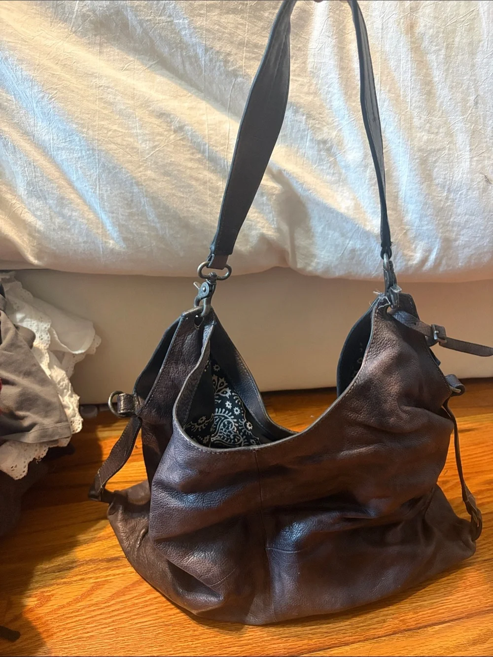 Classic Brown Leather Hobo Bag
